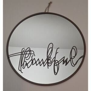 Thankful Metal Wire Elegant Decor 15" Round Mirror